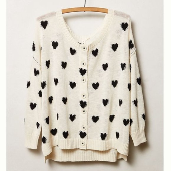 ANTHROPOLOGIE | MOTH HEART INTARSIA ALPACA BLEND SWEATER CARDIGAN - Picture 1 of 14